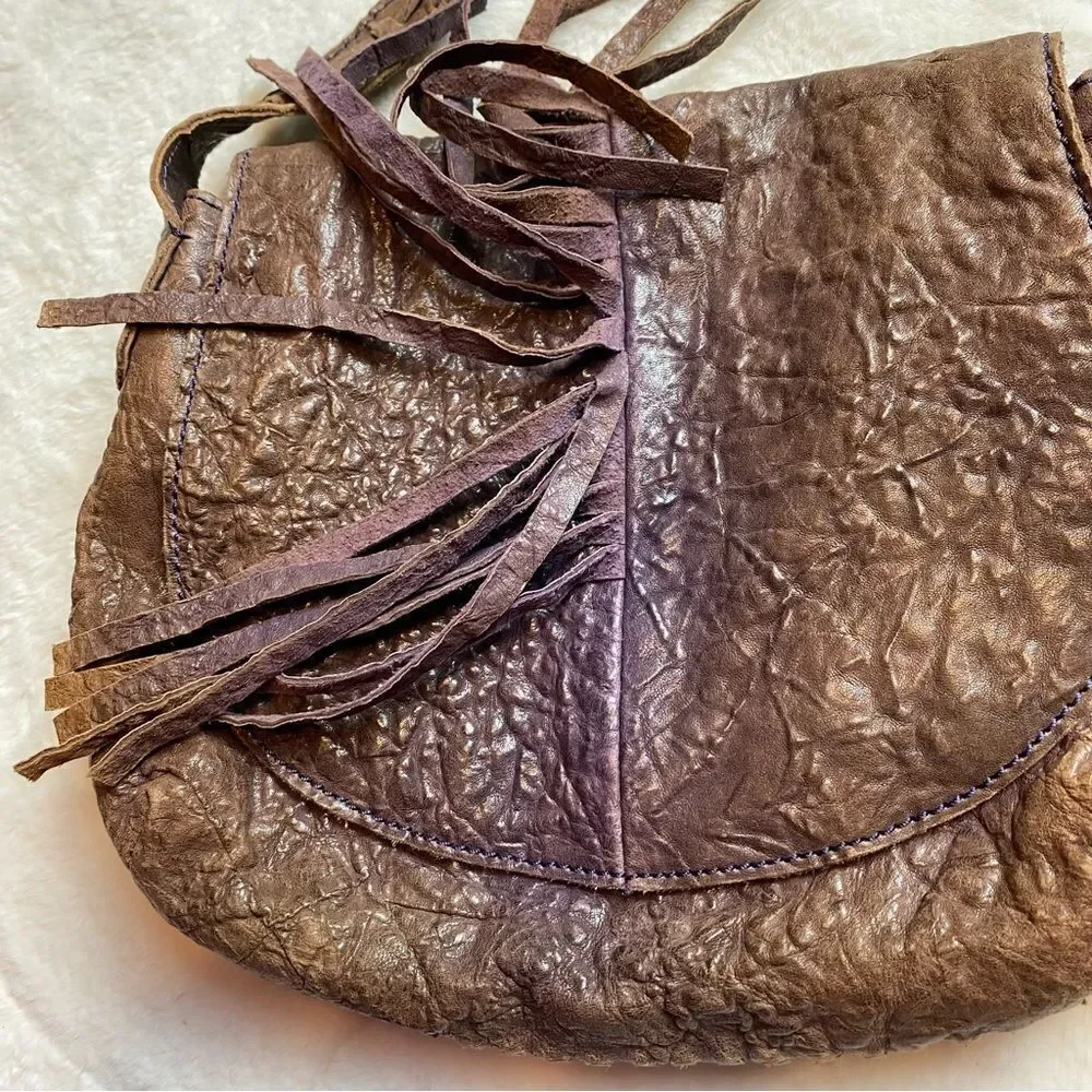 Camila Alcestis MUXO Leather Fringe Front Boho Saddle Bag Style Purse